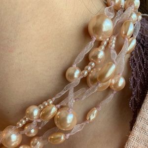 Faux Pale Pink Pearl Choker.